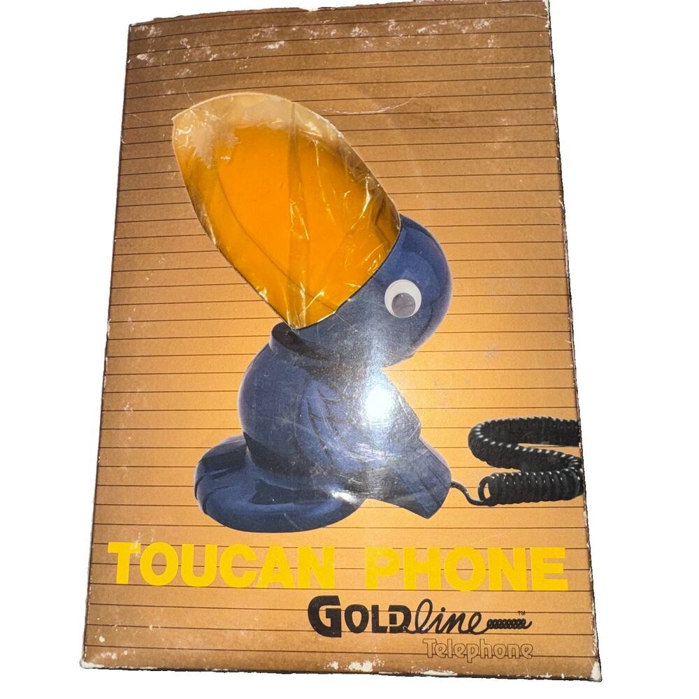 Vintage Goldline Toucan Telephone 1980s Pop Art Novelty Corded Phone In Box
